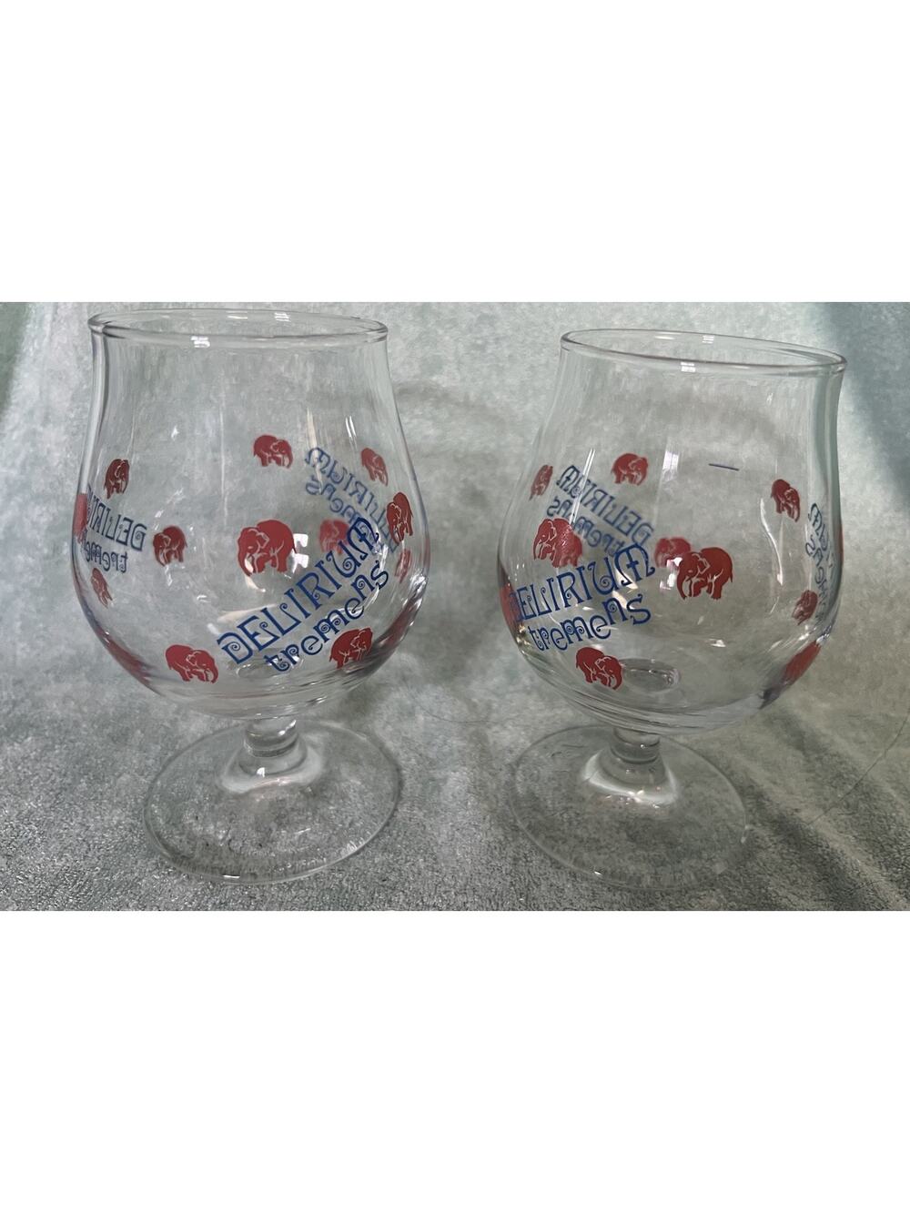 Vintage 2 Delirium Tremens Belgian Beer Tulip Snifter Beer Glass Elephant 25 CL